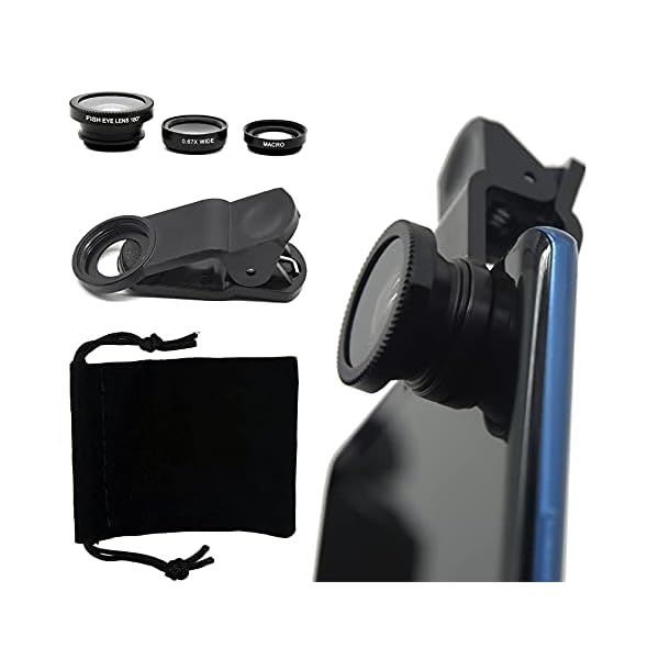 Twinrova, Handy Kamera Objektiv Kit Fish Eye Objektiv Makroobjektiv und Weitwinkelobjektiv, XH-002, schwarz