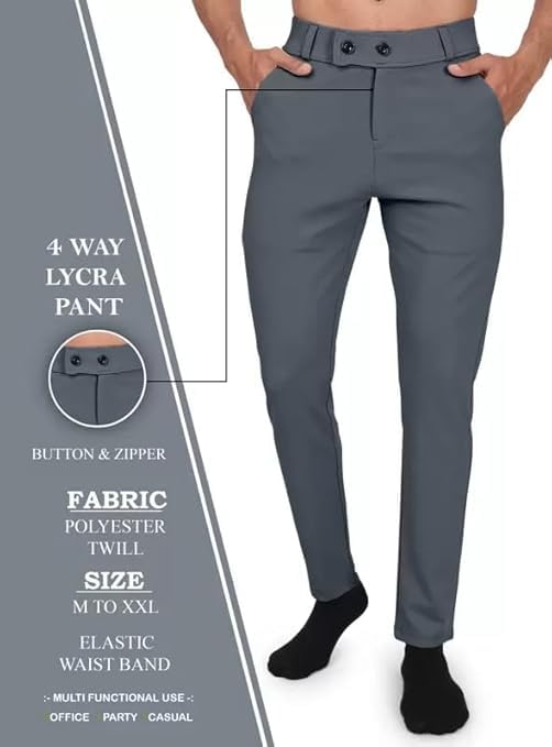 Image of Twill Lycra Men Trouser | Standard Fit Casual & Office Wear | Soft Stretchable Fabric | Comfortable Bottom Wear