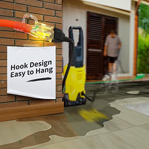 25 Ft 12/3 Outdoor Extension Cord Waterproof Heavy Duty With Lighted Indicator End 12 Gauge 3 Prong, Flexible Cold-Resistant Long Power Cord Outside, 15Amp 1875W Sjtw Orange Etl Listed Powgrn #TOP5