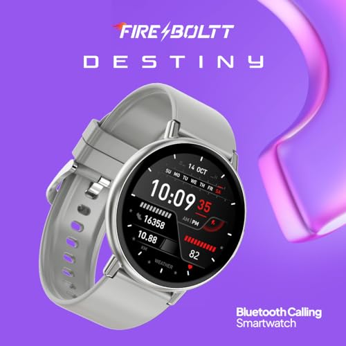 Image of Fire-Boltt Destiny Smartwatch- 35.3mm (1.39 inch) Display, Silicon Straps, Bluetooth Calling, 123 Sports Modes, Voice Assistant, Health site, IP67 (Grey)