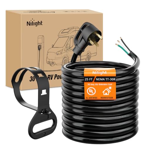 Image of Nilight 30 Amp 25FT RV Replacement Power Cord 3-Prong Extension Cable