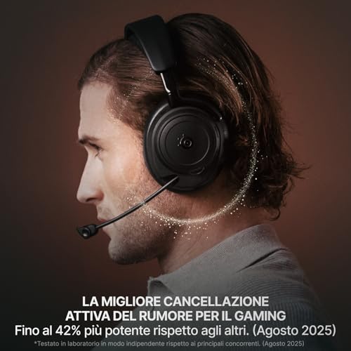 Arctis Nova Elite - Cuffie da gaming wireless - 96kHz/24bit - Speaker in fibra di carbonio - ANC - Eliminaz. rumore con IA - App - 2,4GHz + BT - Multisource; OmniPlay PC+PS+Xbox - Nero - Cuffia gaming - Immagine 4