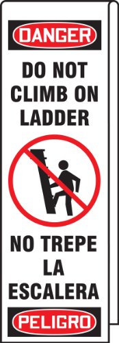 Accuform KLB761 Ladder Shield Wrap, Legend"Danger Do Not Climb On Ladder" (Spanish Bilingual), 10-Ounce Reinforced Vinyl with Metal Grommets, 87" Length x 13" Width, Includes Padlock with Key
