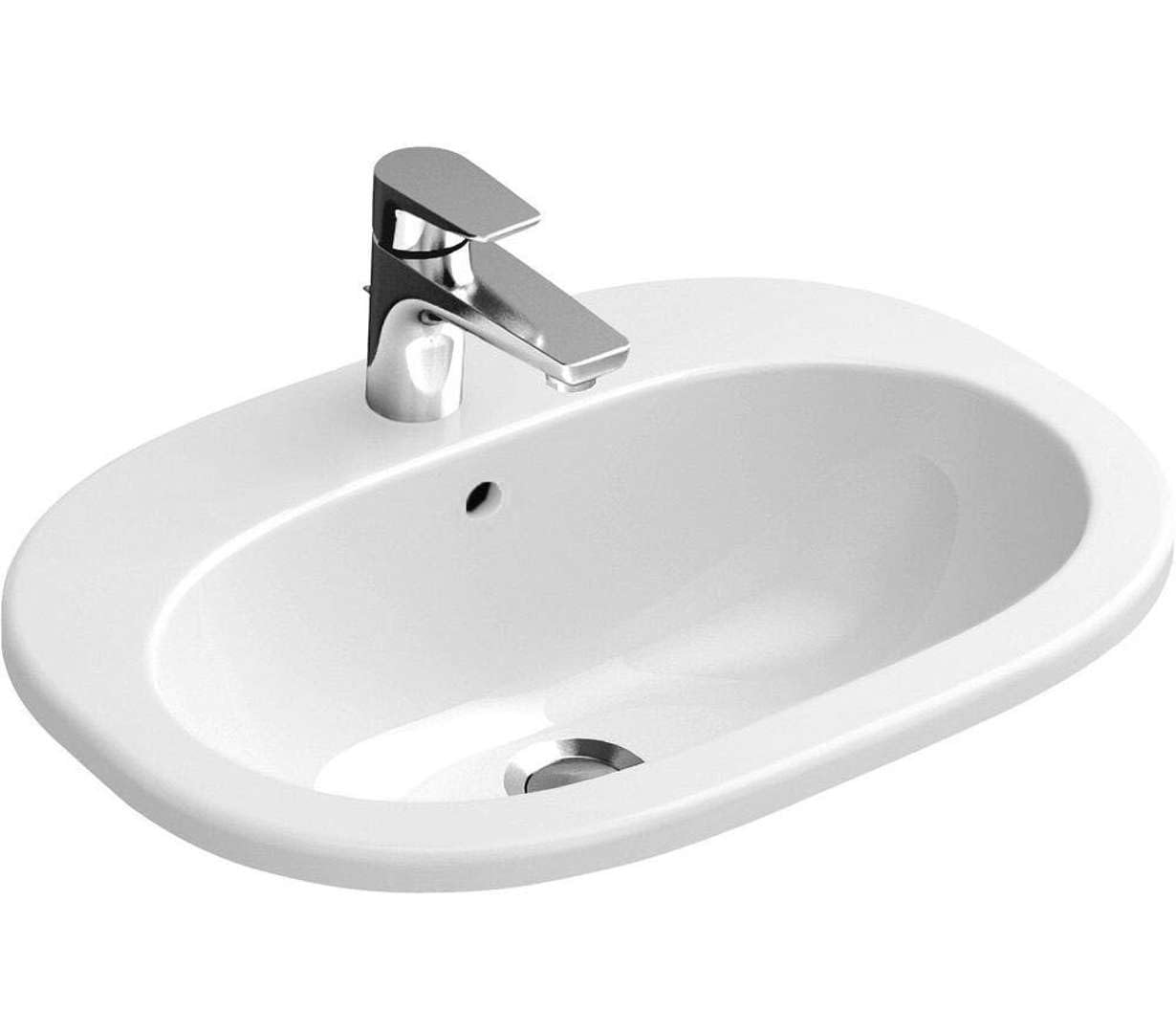 Villeroy & Boch Einbauwaschtisch O.novo 416156 560x405mm mittl Hl. durchgest m. Ül. weiß c, 416156R1