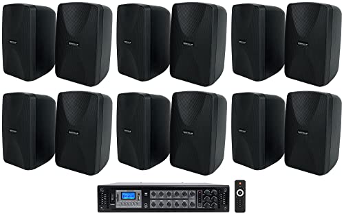 Rockville RCS350-6 350 Watt 6 Zone 70v Commercial/Restaurant Amplifier/Bluetooth Bundle with (12) WET-40B 4