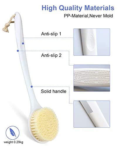 HORJOR Back Shower Brush With Long Handle, 38CM Soft Exfoliating Back Scrubber for Wet & Dry Brushing, Suitable for Men and Women - Image 4