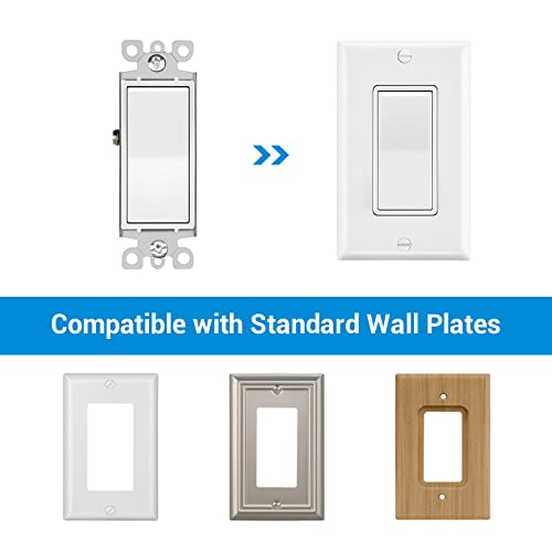 Dewenwils Paddle Rocker Light Switch, Single Pole, On/Off Rocker Wall Switch, 120V/277V/15A, Ul Listed, 10 Pack #TOP5