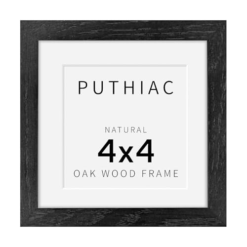 4x4 Oak Wood Picture Frame - 4"x4" Photo Frame, 4x4 Picture Frame Wood, Natural Solid Wooden Picture Frames for Wall Art Photo and Prints(1 Pack, Black)