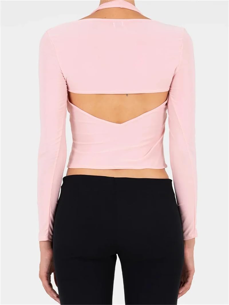 Donne senza spalline Tank Crop Top Solido Backless senza spalline Camis con Manica Lunga Scrollate di spalle Camicia Fondo