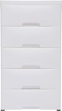 White 5 Drawer Wardrobe Plastic Lockers with No Locks, Stackable Vertical Storage Tower Clothing Storage Cabinets, Organizer Units in Hallway Entrance Bedroom Lockers