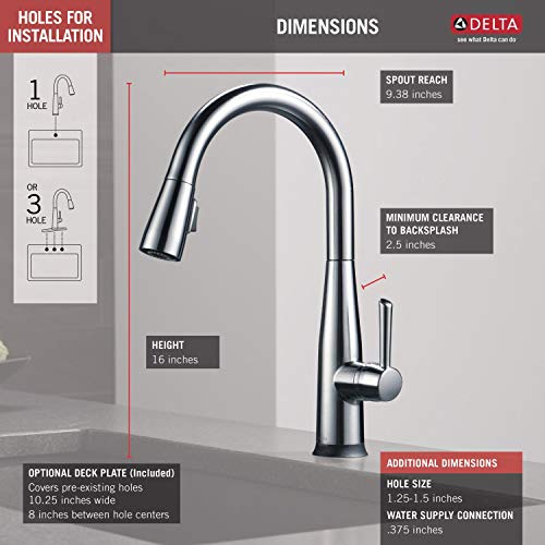 Delta Faucet Essa Single-Handle Touch Kitchen Sink Faucet with Pull Down Sprayer, Touch2O Technology and Magnetic Docking Spray Head, Arctic Stainless 9113T-AR-DST
