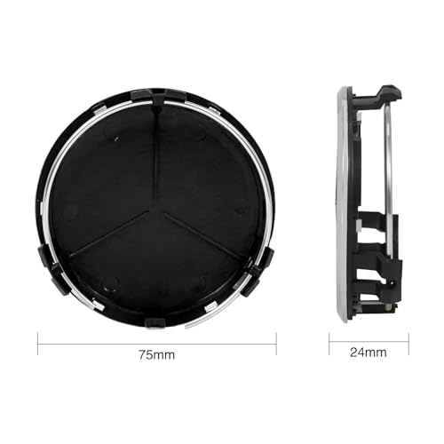 4 Stück Nabendeckel für Mercedes Benz 75mm - Radnabenkappen Felgendeckel Felgenkappen Nabenkappen ABS Wheel Caps Radnabenabdeckung, Schwarz