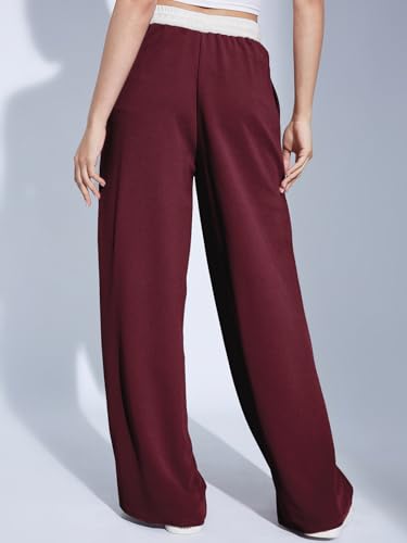 Image of Selvia Women's High Rise Solid Lycra Full Elastic Regular Fit Straight Trouser