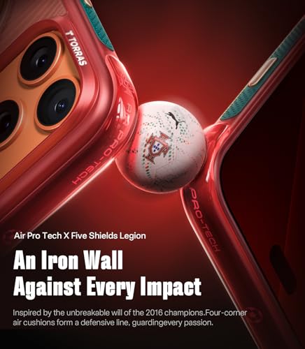 Image of TORRAS World Cup Inspired, Official Portuguese Football Federation Limited Edition, Ostand Q3 Air for iPhone 17 Pro Max Case, 360 Magnetic Stand, Fit for MagSafe, Mil-Grade Drop Tested, Wave Passion