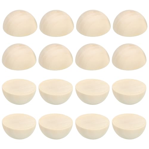 PATIKIL 35mm Half Wood Beads, 40 Pack Unfinished Natural Wooden Beads Round Split Wood Balls for Craft Art Ornaments Painting Brown