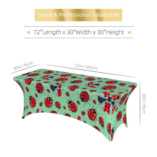 Housse de table extensible rectangulaire 1,8m à motif coccinelles