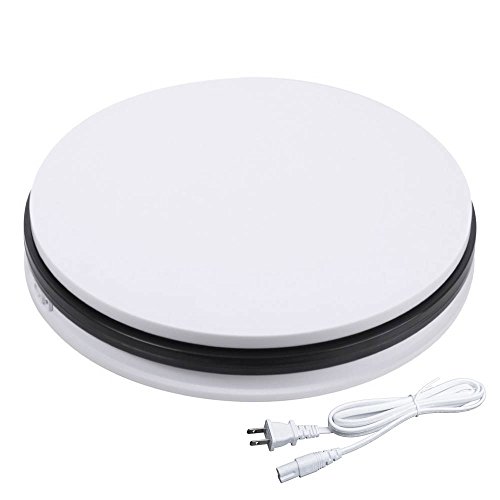 fotoconic White Electric Motorized Rotating Turntable Display Stand, 14 Inch / 35cm Diameter, 110 Lb Centric Loading for Shop Display