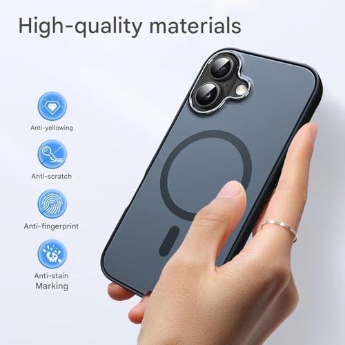 Image of Elzzi Magnetic for iPhone 17 Case (2025)(Compatible with MagSafe)(Military Grade Drop Protection) Matte Shockproof with Anti-Fingerprint Phone Cover, 6.3''|Black