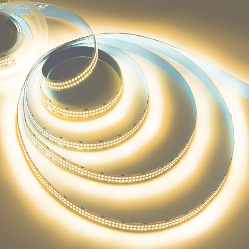 Image of SUYOOULIN LED Lights Strip, Dimmable DC 12V 16.4ft SMD 5054 (5050 Upgraed) Double Rows 1200 LEDs 25000LM Non-Waterproof LED Ribbon for Home Kitchen Decoration (Warm White 3500K)