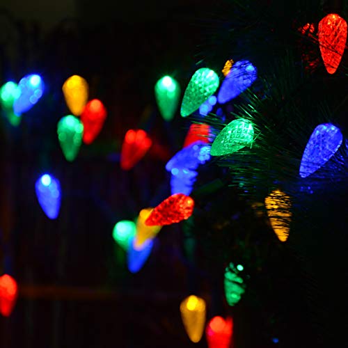 Solar Christmas Lights Outdoor C6 Strawberry String Lights, LED