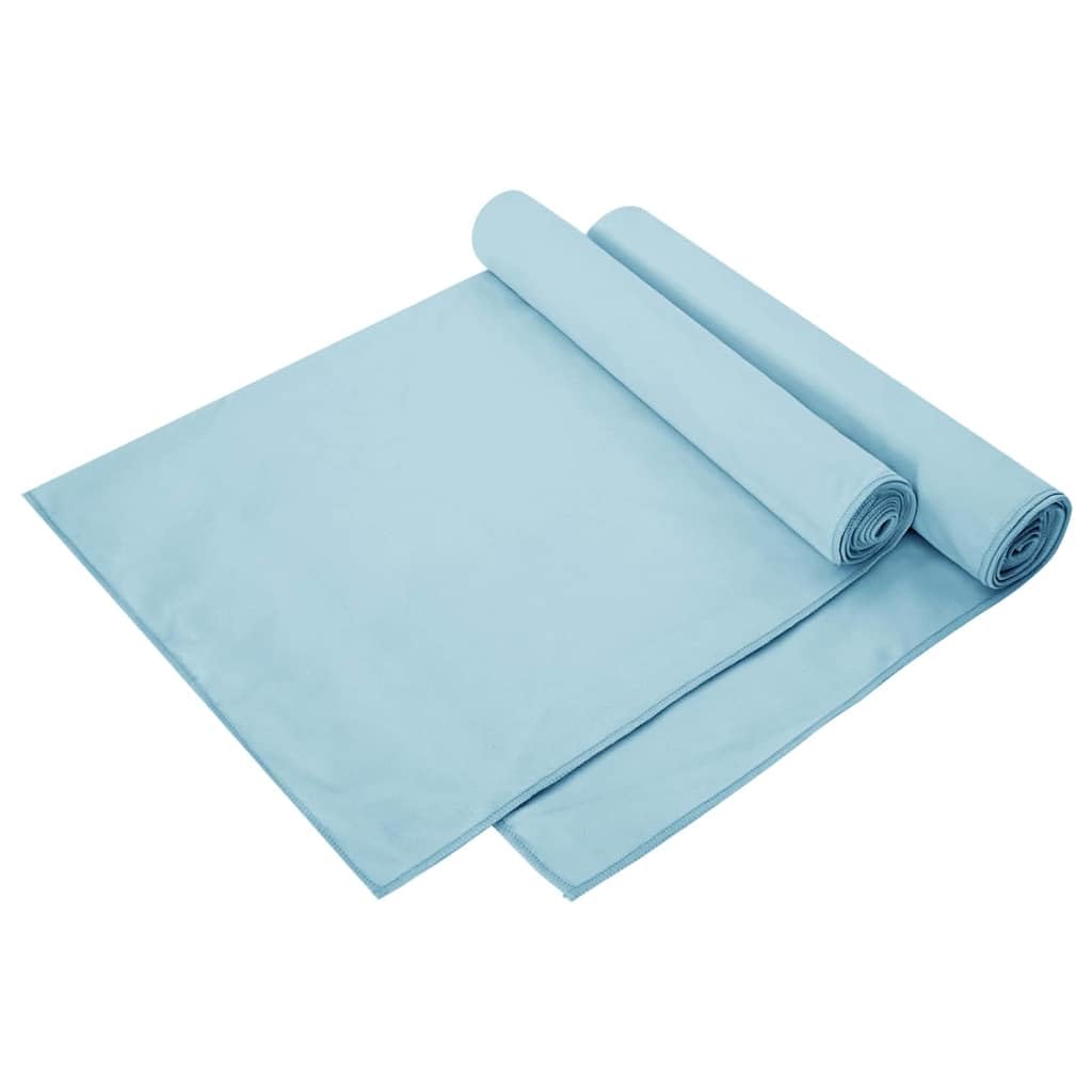 Toallas Deportivas 2 Unidades Azul 140 x 70 cm Poliéster y Poliamida Ligeras Secado Rápido Absorbentes Tacto Suave para Fitness Sauna Playa, Interior y Exterior