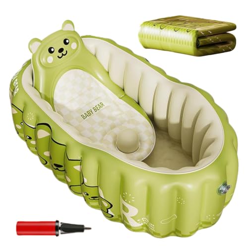 Inflable para bebé, baño portátil para niños y bebés inflable – piscina plegable antideslizante para bebés, baño playa camping vacaciones