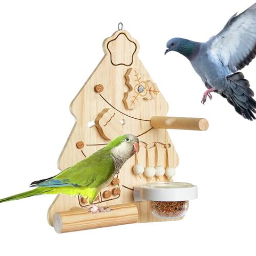 Jouet pour oiseaux contre l'ennui perche interactive en bois pour perruche - 2