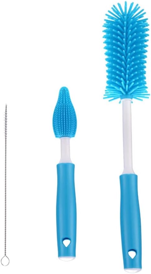 Silicone Bottle Brush 360 Degree Rotation Baby Pacifier Cup Nipple Cleaning Brushes Set Handheld Soft Food Grade Watering