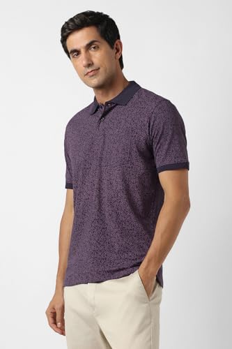 Image of Peter England Men's Cotton Abstract Floral Print Polo T-Shirt - Casual Wear | Stylish & Breathable