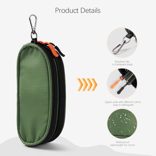 Image of Double Eyeglasses Case Soft Portable Zipper Sunglasses Pouch with Keychain Clip for Men Women