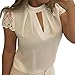 Produktbild JUTOO Frauen Casual Chiffon Kurzarm Splice Lace Crop Top Bluse(Weiß, EU:44/CN:XXL)