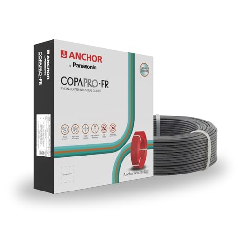 Image of Anchor by Panasonic 1.5 mm COPAPro FR Electrical Wire, 90 Meter Fire Resistant Single Core PVC insulated Pure Copper Wire, Anti Rodent Anti Termite Flexible Wire for Connections (GREY, 96139GY)