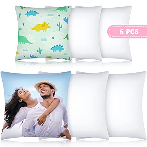 Patelai 6 Pcs Sublimation Pillow Cases Sublimation Pillow Covers White Cushion Heat Transfer Polyester Blank Cover DIY Heat Press Cases with Concealed Zipper(12 x 12 Inch 16 x 16 Inch)
