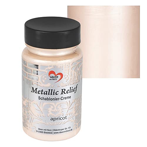 Ideen mit Herz Schablonier-Creme Metallic Relief | feine Strukturpaste | Schablonierfarbe | Schablonierpaste | 90 ml | auf Wasserbasis (apricot) Ideen mit Herz Schablonier-Creme Metallic Relief | feine Strukturpaste | Schablonierfarbe | Schablonierpaste | 90 ml | auf Wasserbasis (apricot)