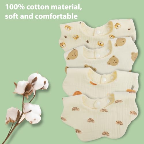 Vicloon Baby Bandana Drool Bibs, 6 Layer Cotton Wave Muslin Baby Bibs with 2 Adjustable Snap - Image 4