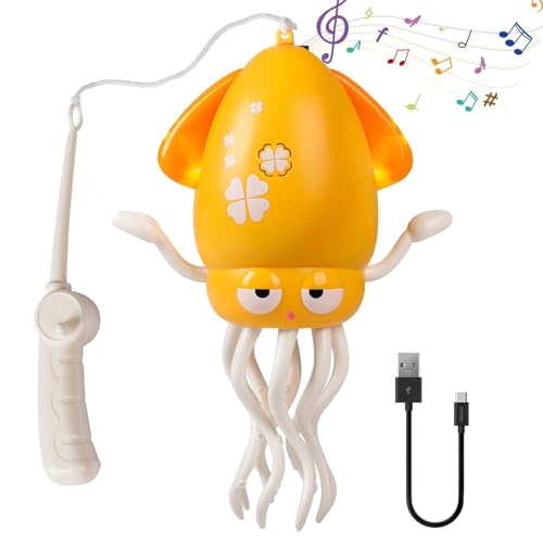 Image of WireScorts Electric Dancing Octopus Toy with Led Light and Music, Playful Automatic Evasion Crawling Dancing Octopus with Fishing Rod, Smart Tentacle Explorer Dancing Squid Toy Baby Toys - Multi Color