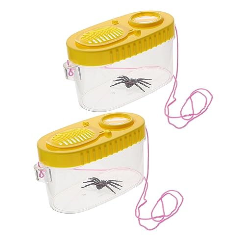 ERINGOGO 2 Piezas visor de insectos interior para contenedores de insectos Espectador de insectos contenedores de gusanos contenedor de insectos contenedores de bichos el plastico Amarillo