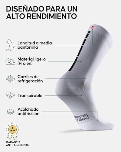 DANISH ENDURANCE Calcetines de Ciclismo, Calcetines Deportivos Anti-Ampollas Hombre Acolchados y Transpirables, para Hombres y Mujeres, 3 y 5 Pack, Blanco/Negro, 43-47 - imagen 3