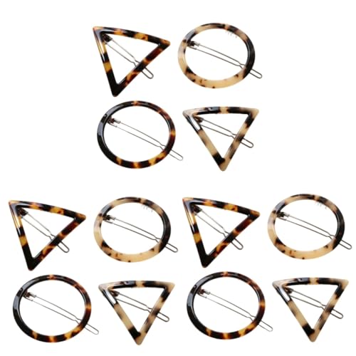 Barrette à cheveux géométrique acrylique léopard rond et triangulaire pour femme élégante