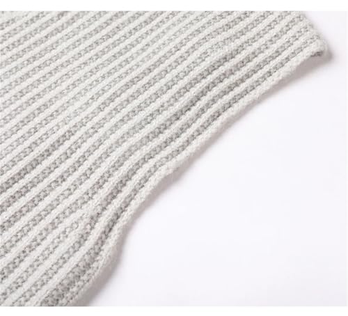 Men Spring Solid Color V Neck Vertical Stripes Sleeveless Knit Pullover Loose Sweater Vest4