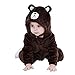 LSERVER Mameluco de Cosplay para Bebés Recién Nacidos Ropa de Arrastre Disfraz Unisexo de Franela con Capucha Estilo Animales, Oso Brown, 90 (Altura Recomendada:73-80cm)