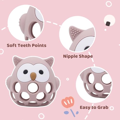 Image of Baby High Chair Suction Toys Teething Chew - Baby Teething Table Toys Silicone Teethers, Food Grade Silicon for 6 12 18 Months (Pink)