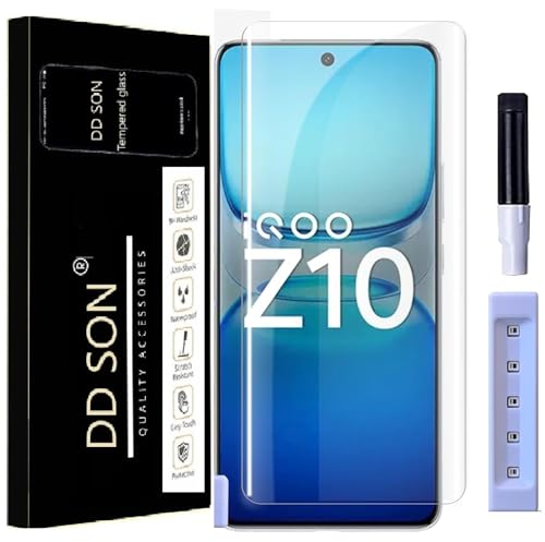 Image of DD SON Premium UV Tempered Glass Screen Protector Compatible For iQOO Z10 5G (6.77 Inch, Pack 1) Smartphone (Pack Of 1) With Edge To Edge Full Coverage UV And Easy Installation Kit