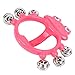 Bell Rattle, Nice Design, Percussion Instrument, Handheld Jingle Bell, Plastic 6 Melody Bells (W209 Rose Red)