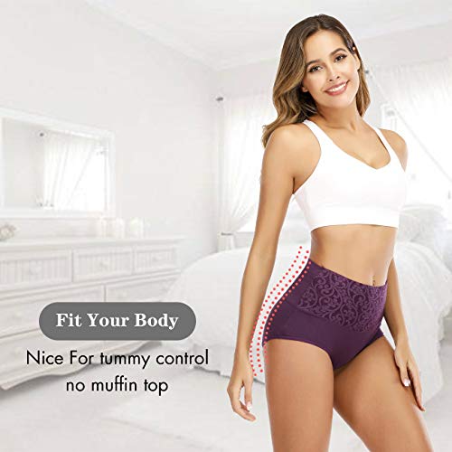 Senllori Women Cotton Underwear High Waist Panties Ladies Panty Plus Size Briefs Multipack2