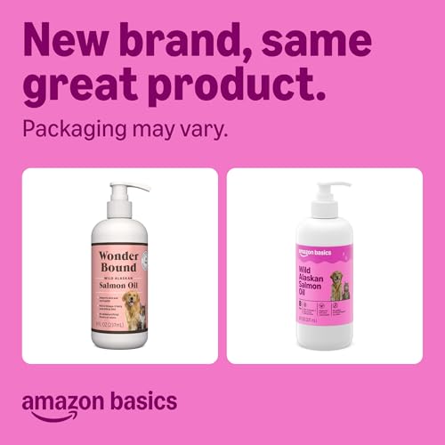 Image of Amazon Basics Wild Alaskan Salmon Oil - Skin and Coat Support, Omega 3 Supplement for Dog and Cat, 8 fl oz (Previouly Wonder Bound)