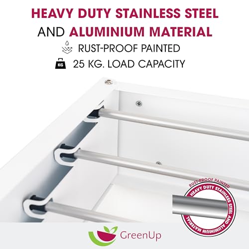 GreenUp Foldable Wall-Mounted Clothes Drying Rack - 3.75 M. Space-Saving, Heavy-Duty Design for Indoor Outdoor Use (Silver, 75 CM.) - Image 3