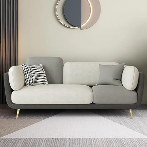 Image of Black Wood Modern Montez Luxurious Velvet 3 Seater Sofa for Bedroom, Living Room, Dining Room, Drawing Room, Home Office in Bug Resistant Wood (Dark Grey & Cream, 3 Seater)