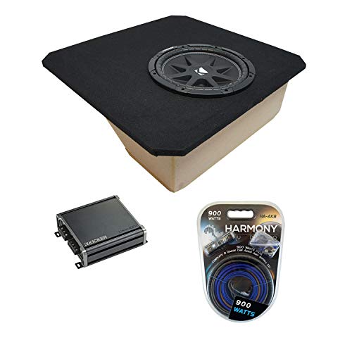 HarmonyAudio HA-AK8 Compatible with Chevy Corvette C5 & Z06 97-04 900W Amp Kit, 43C124 C12 Series 150W RMS Subwoofer, 46CXA4001 800W Peak Amp and GM1X12-07-04-CORVT Custom Single 12" Hatch Sub Box