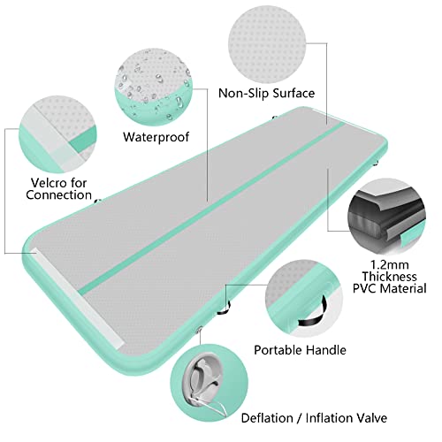 Xhycpy Inflatable Gymnastics Tumbling Track Air Mat 13Ft 16Ft 20Ft Tumble Track - Wide 3.3Ft Thick 4 Inches Training Track Mat With Electric Air Pump (Green, 10Ft*3.3Ft*4In(3X1X0.1M)) #TOP3